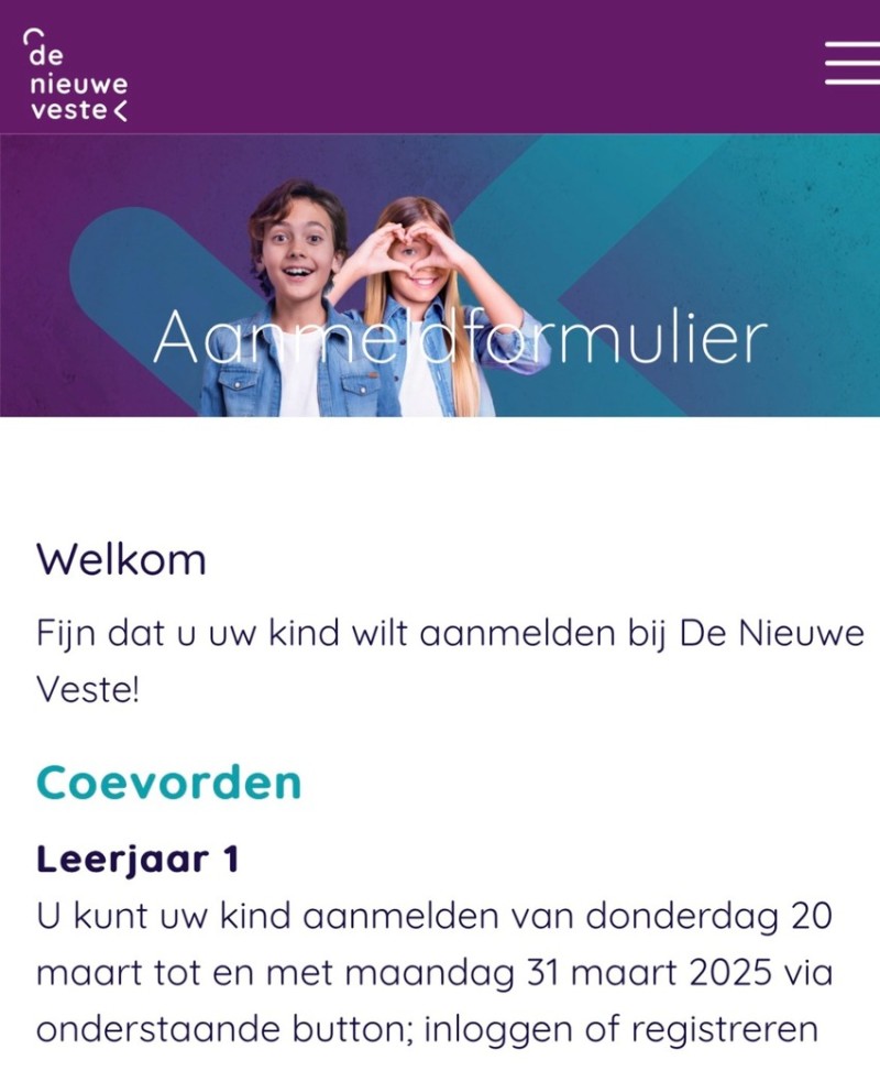 Aanmelden eerste leerjaar